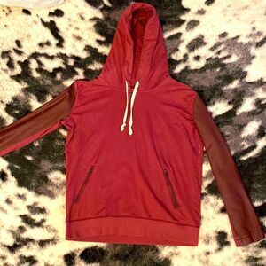 Maroon pleather hoodie